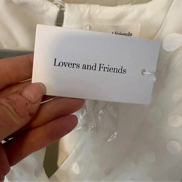 New NWT Lovers + Friends ALIZE MINI DRESS White Dot Bow sz XS $238 puff sleeve - Picture 9 of 10